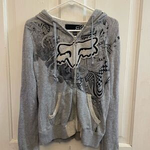 Fox racing Gray Graphic Zip-Up Hoodie
